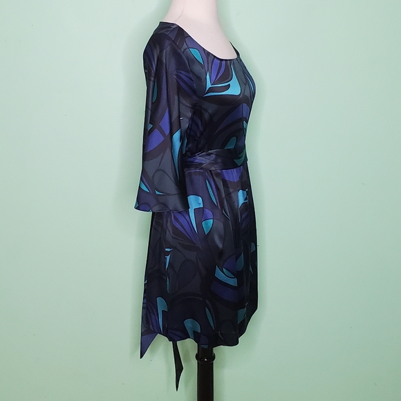 Semantiks Abstract Print Silk Dress - Picture 2 of 7